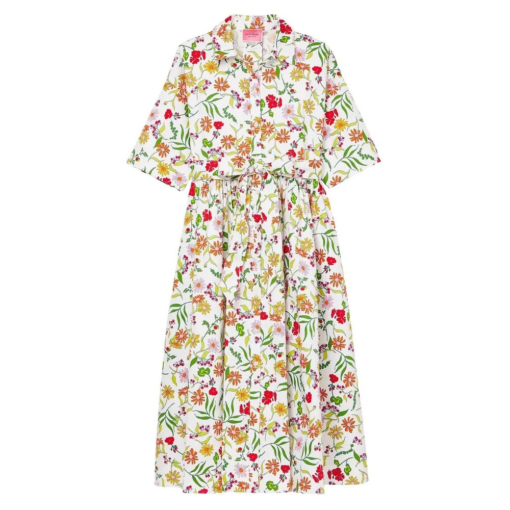 Kate Spade New York Greenhouse Floral Cotton Poplin Midi Shirt Dress Size L NWOT - Picture 2 of 14